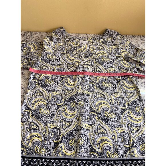 Croft Barrow Womens Medium Top Paisley 3/4 Sleeves Split Neck Retro - Picture 7 of 10